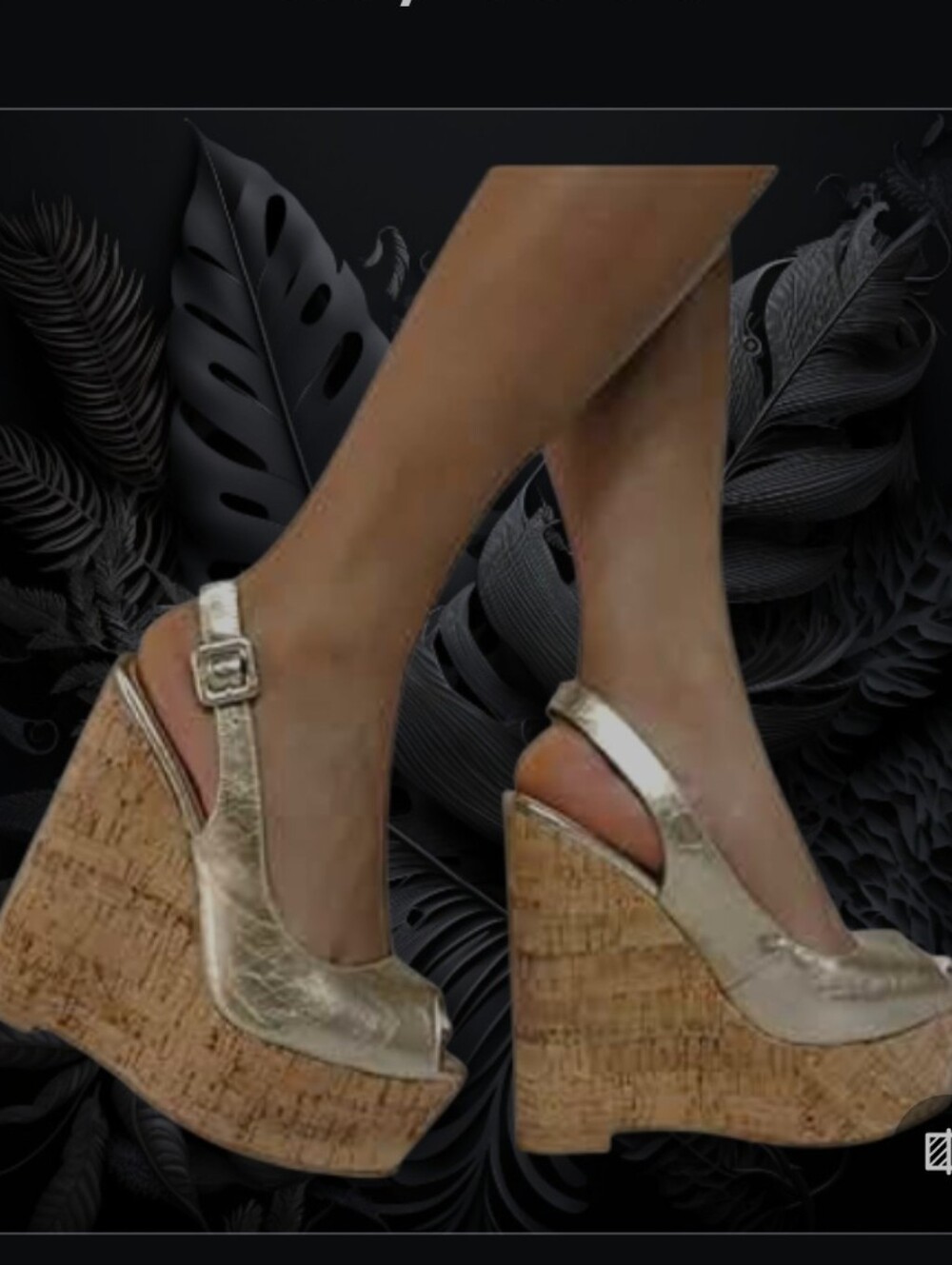 Michael Kors Metallic Gold Cork Wedge Slingback Sandals